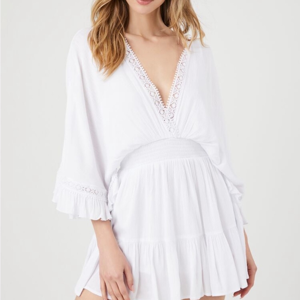 Crepe butterfly sleeve mini dress
